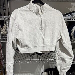 TNA Heather Gray Cropped Turtleneck Sweater